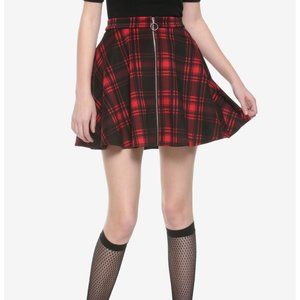 Black & Red Plaid O-Ring Skater Skirt